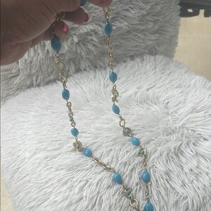 Elegant Gold and Blue Beaded Necklace